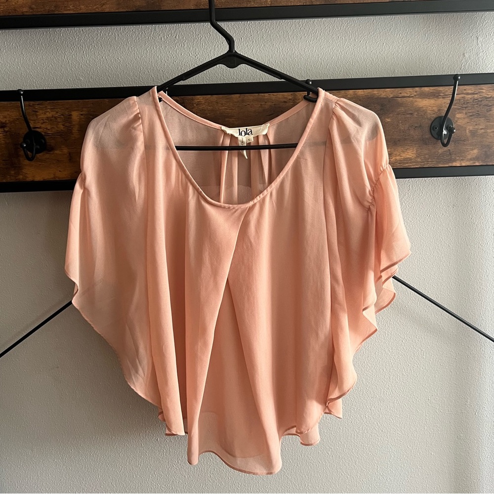 Lola Pink Boho Sheer Women's Blouse Sz Small